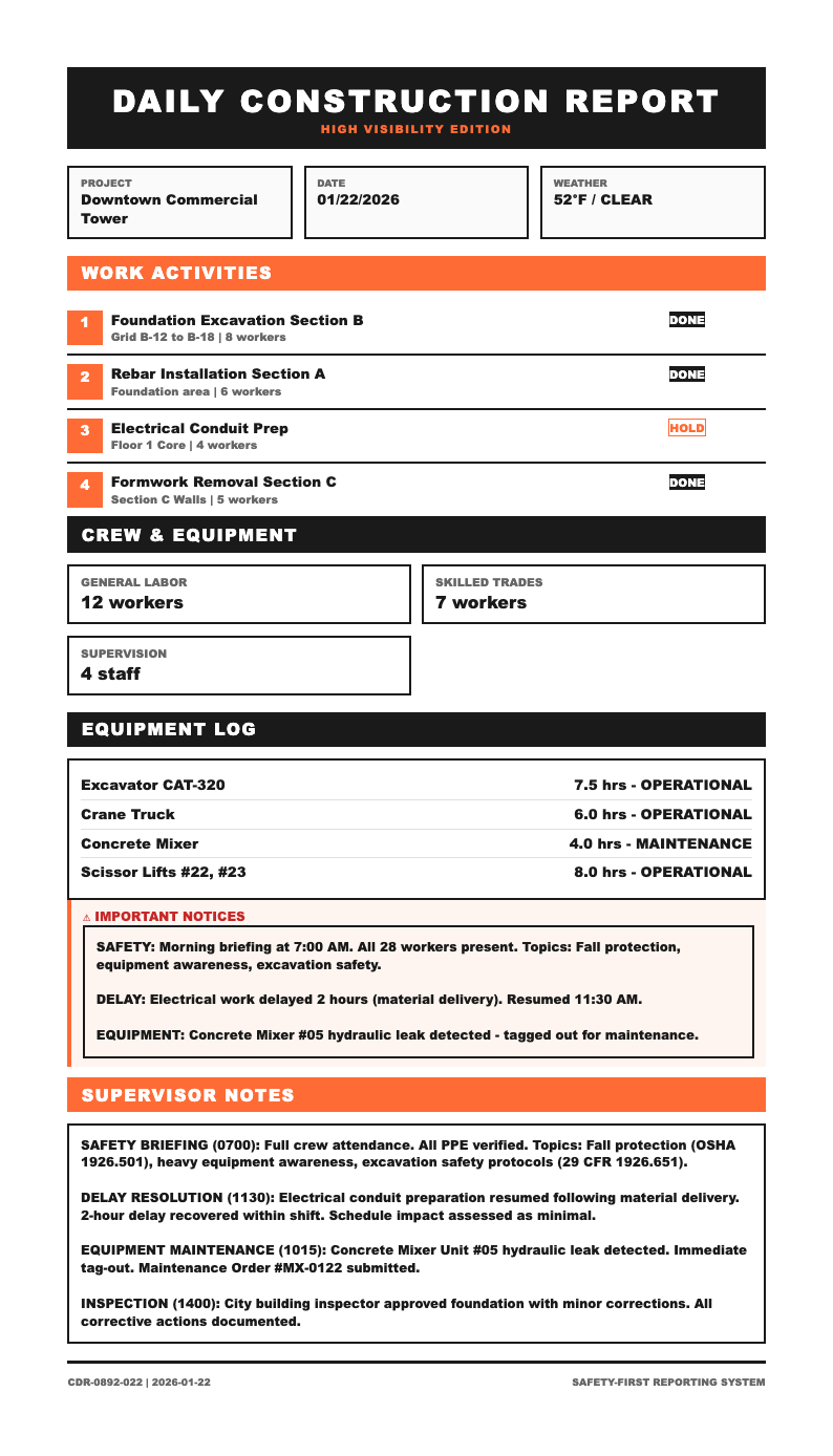 Neon bold construction report